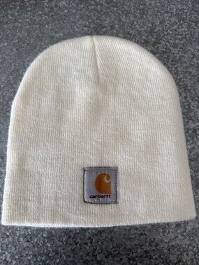 Carhartt Cream Knit Beanie with Logo Patch